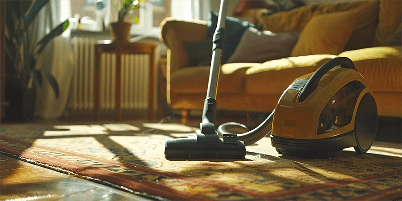 Keen Clean vacuum cleaner tackling heavily soiled floor